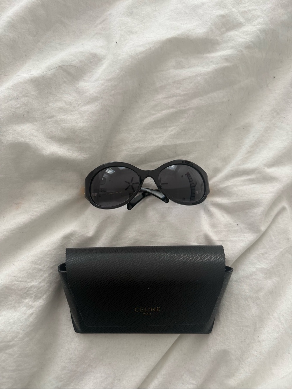 Celine Black Oversized Round Sunglasses with Case